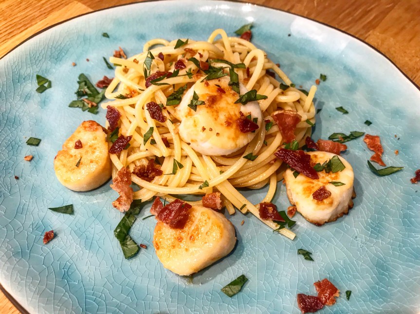 Spaghetti mit Bacon und&nbsp;Jakobsmuscheln
