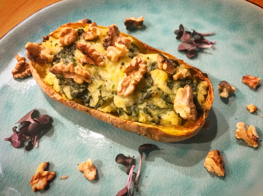 Ofenkartoffeln mit Gorgonzola und&nbsp;Spinat